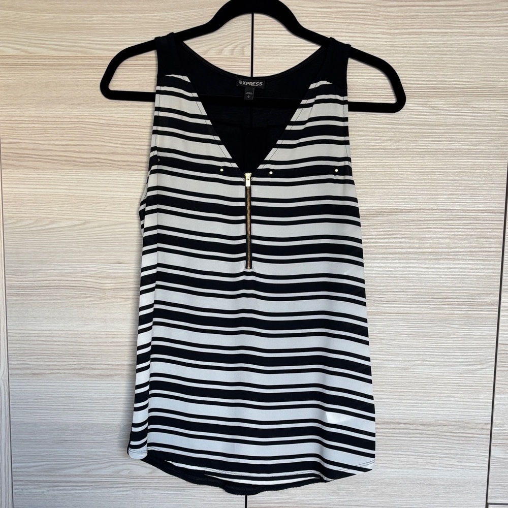Express Women's Striped Tank with Zipper